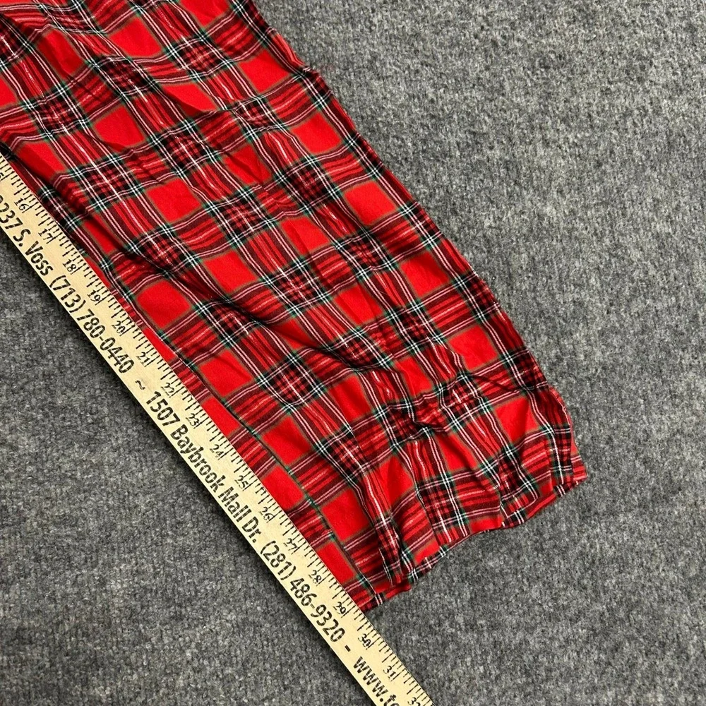 Victoria's Secret PINK Pajama Pants Womens Size Small Red Plaid Velvet Tie Sleep